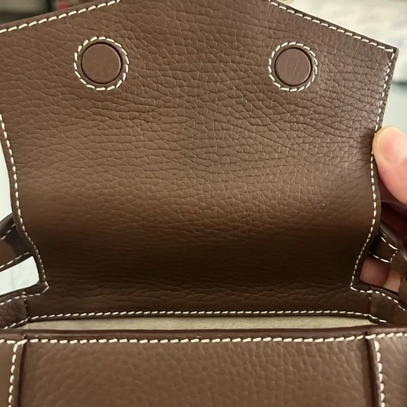 STRATHBERRY Mosaic Nano Leather Top-Handle Handbag Crossbody in Chocolate Brown - Picture 14 of 16